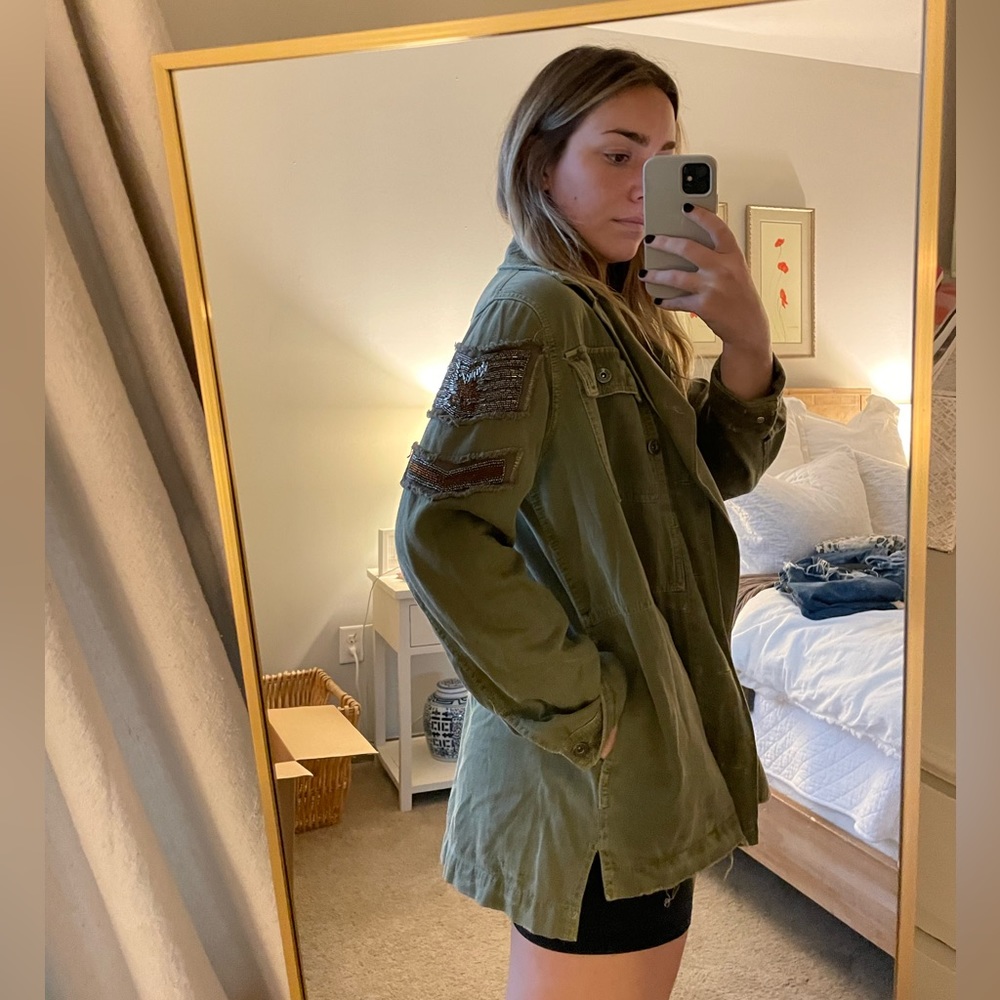 Free People Embellished Army Green